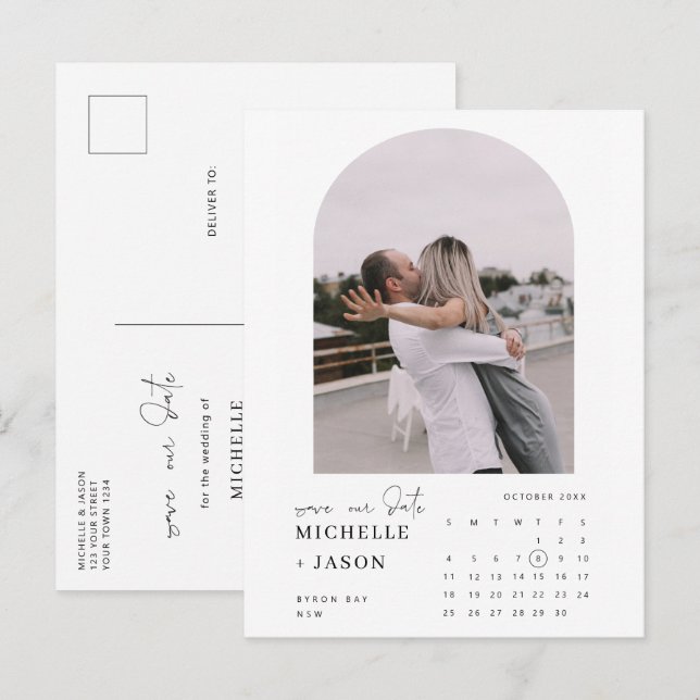 Arch-kalenderfoto Spara datuminbjudan Vykort (Fram/baksida)