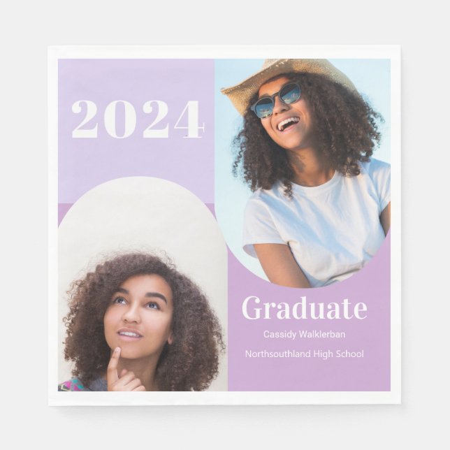 Arch Lila Two Photo Studenten Pappersservett (Framsidan)