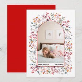 Arch löv och bär röd julfoto julkort