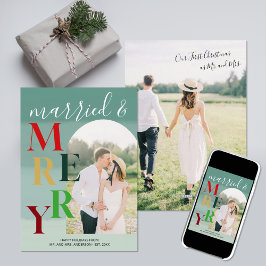 Arch Married Merry Multifärgad 2 Foton Julkort