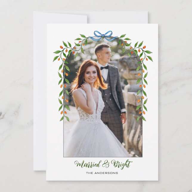 Arch med Bow & Garland Newly Photo Meddelande (Framsida)