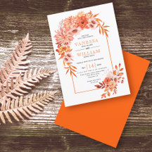 Arch med orange blommor blommigt faller bröllop