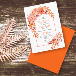 Arch med orange blommor blommigt faller bröllop inbjudningar