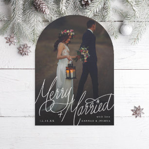 Arch Merry och Married Hand Lettering Photo Card Inbjudningar