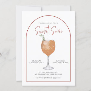 Arch Minimalist Cocktail Sunset Summer Soiree Inbjudningar
