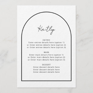 Arch Minimalist Simple Guest Namn Bröllop Menu Meny