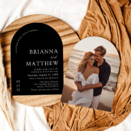 Arch Modern Black & White Minimalist Bröllop Inbjudningar