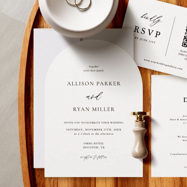 Arch Modern Calligraphy Simple Bröllop Inbjudningar (Skapare uppladdad)