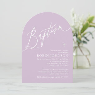 Arch Modern Dusty Lila Kor Flicka Baptism Inbjudningar
