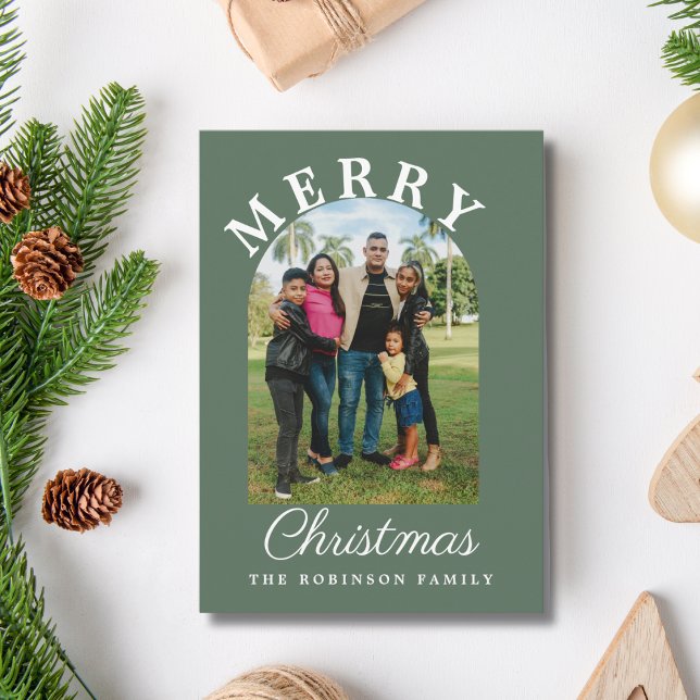 Arch Modern Script Photo Jul Julkort (Skapare uppladdad)