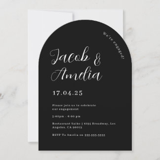Arch Modern Svart Förlovningsfest Inbjudningar
