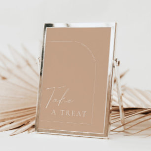 Arch Modern Tan Boho Ta ett Treat Bröllop-tecken Inbjudningar