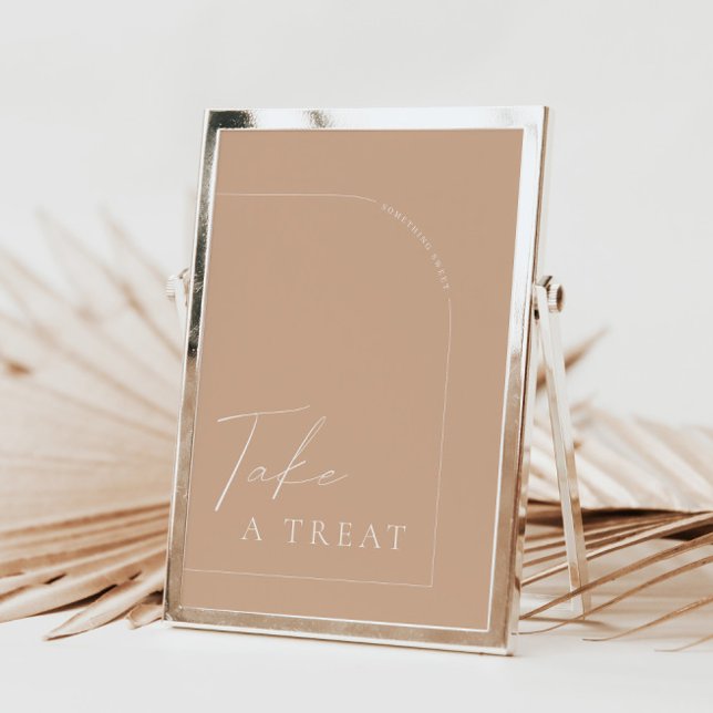 Arch Modern Tan Boho Ta ett Treat Bröllop-tecken Inbjudningar (Skapare uppladdad)