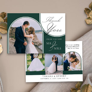 Arch Multi Photo Elegant Calligraphy Emerald Grönt Tack Kort