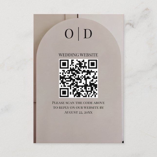 Arch Neutral Luxe Wedding QR Code Tilläggskort (Framsida)