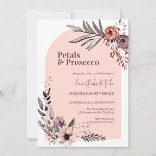 Arch Petals & Prosecco Rosa Blommigt Möhippa Inbjudningar