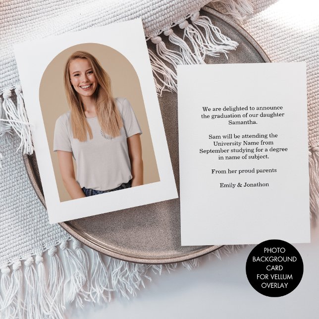 Arch Photo Background for Vellum Grad Announcement Meddelande (Front ad back view)