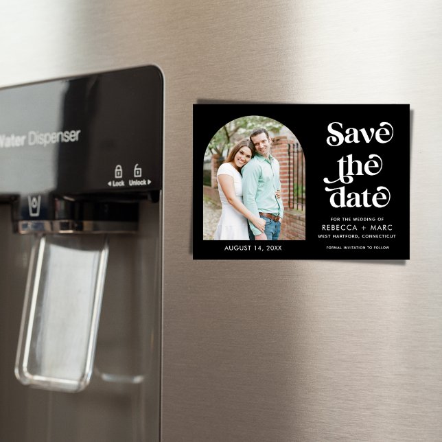 Arch Photo Black White Bröllop spara datum (Arch Photo Black White Wedding Save the Date Magnet)