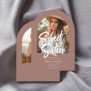 Arch Photo Brush Calligraphy Sweet 16 Inbjudningar