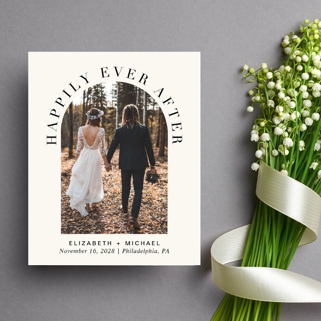 Arch Photo Cream - inbjudan att ta emot bröllop (Celebrate your love story with an invitation showcasing your favorite photo in an elegant arch frame)