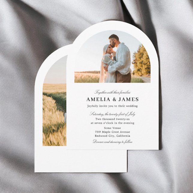 Arch Photo Elegant Calligraphy Bröllop Inbjudningar (Skapare uppladdad)