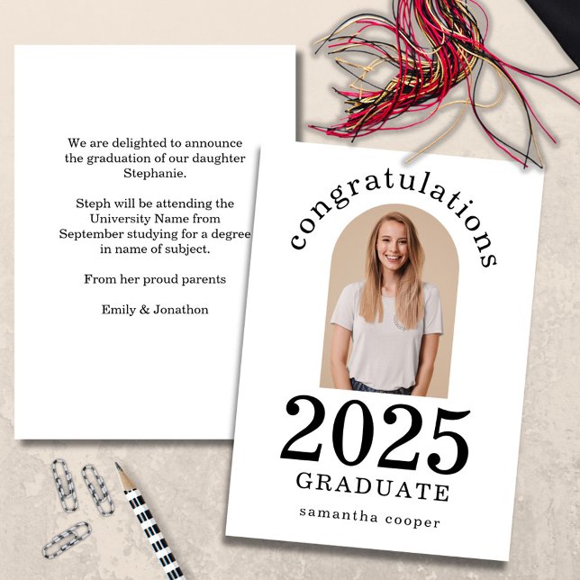 Arch Photo Gratulerar Student 2023 Namn Meddelande (Front and rear view)