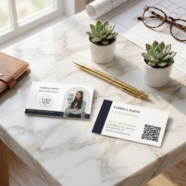 Arch Photo Logo & QR Code Realtor | Fastigheter Visitkort (Arch Photo Logo & QR Code Realtor | Luxury Real Estate Agent Business Card)