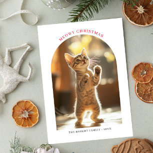 Arch Photo Meowy jul Red Naughty Cute Cat Julkort