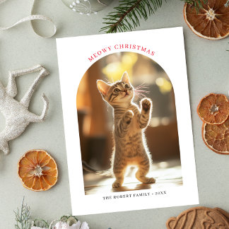 Arch Photo Meowy jul Red Naughty Cute Cat Julkort