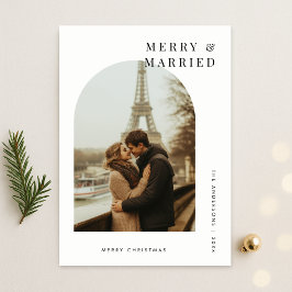 Arch Photo Merry & Married jul Bröllop White Julkort