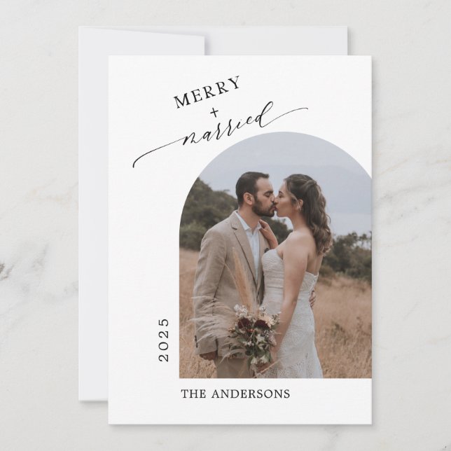 Arch Photo Modern Merry Married NewlyWed Tack Kort (Framsida)