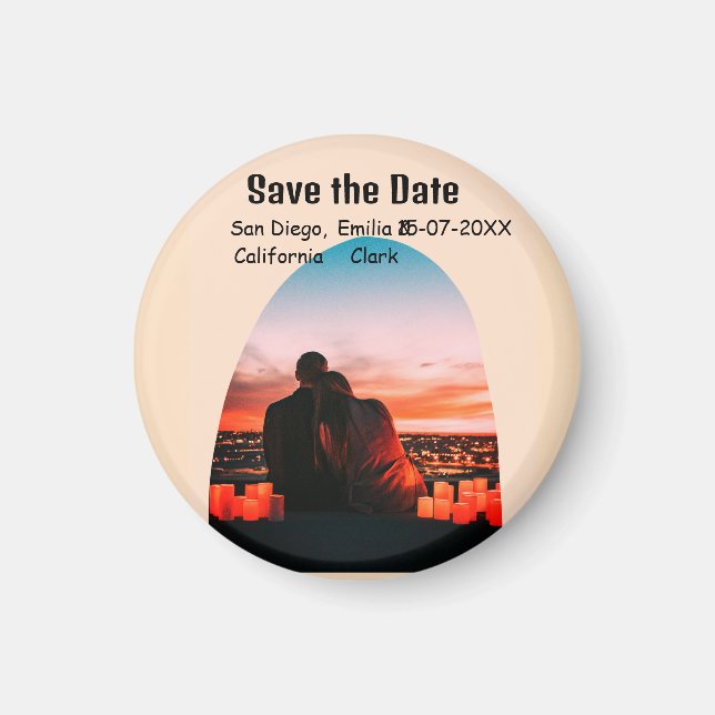 Arch Photo orange boho spara datum QR modern Magnet (Framsidan)