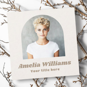 Arch Photo Retro font namn neutralt light tan Brow Fyrkantigt Visitkort