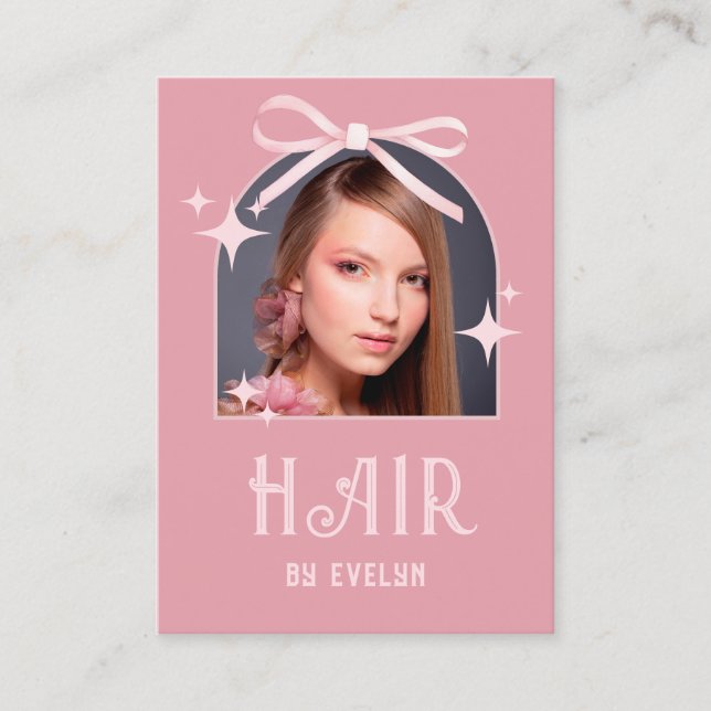 Arch Photo Rosa Bow Hair QR-kod Visitkort (Framsida)