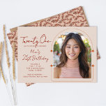 Arch Photo Template Cactus Vine Boho 21:a födelsed Inbjudningar<br><div class="desc">Den här moderna,  minimala 21-årsjubiléet var designad med hjälp av mina hand plockade boho cactus vines i jordlösa skuggor av rost brunt,  taupe och tan. Den har en uppdelad fotomall och är helt och hållet anpassade. Originalkonst av Malissa Melrose.</div>