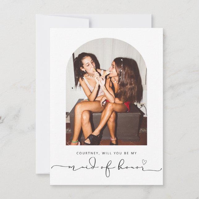 Arch ram blir mitt maid of honor-kort tack kort (Framsida)