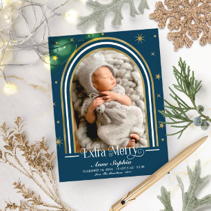 Arch Ram Extra Merry Birth Notice of Helg Vykort