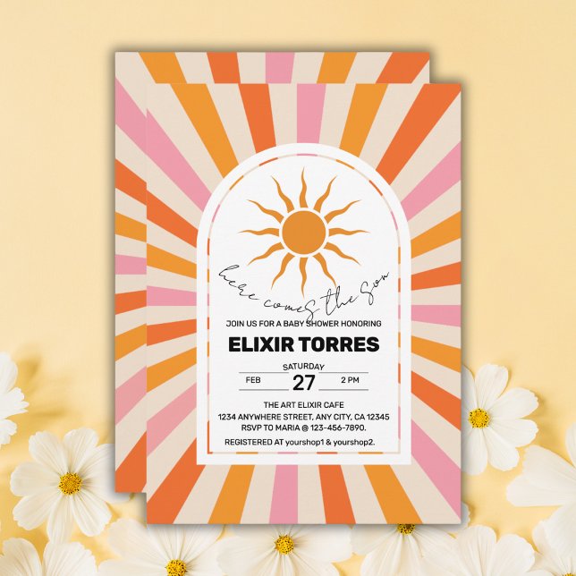 Arch Retro här kommer med barnskåran. Inbjudningar (Skapare uppladdad)