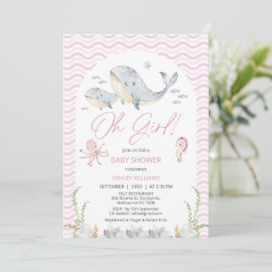 Arch Rosa Oh Girl under Sea Baby Shower Inbjudningar