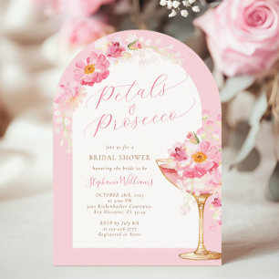 Arch Rosa Petals och Prosecco Möhippa Inbjudningar