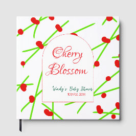 Arch shape cherry blossom red green baby shower na gästböcker