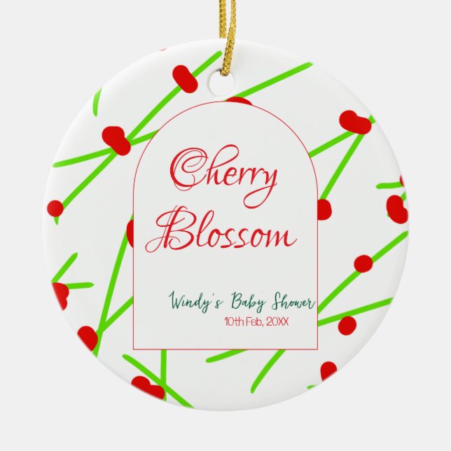 Arch shape cherry blossom red green baby shower na julgransprydnad keramik (Framsidan)