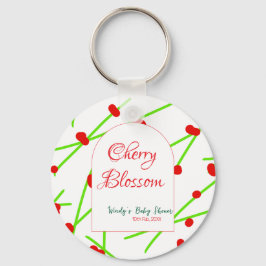 Arch shape cherry blossom red green baby shower na nyckelring