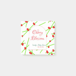 Arch shape cherry blossom red green baby shower na post-it block