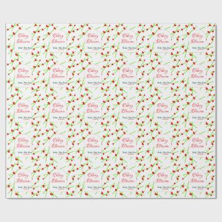 Arch shape cherry blossom red green baby shower na presentpapper