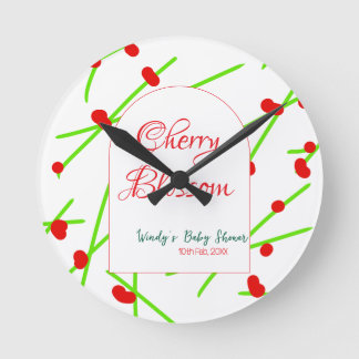 Arch shape cherry blossom red green baby shower na rund klocka