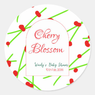 Arch shape cherry blossom red green baby shower na runt klistermärke
