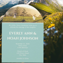 Arch Silver Blåa blommor och Bees Bröllop Inbjudningar