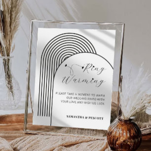 Arch Simple Minimal Warming Ringar Bröllop Sign Poster