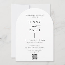 Arch Simple Modern Photo Qr Code Wedding Inbjudningar